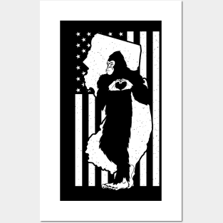 New Jersey Bigfoot American Flag Posters and Art